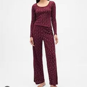 Nicole Miller Burgundy Leopard Print Pajama Set
